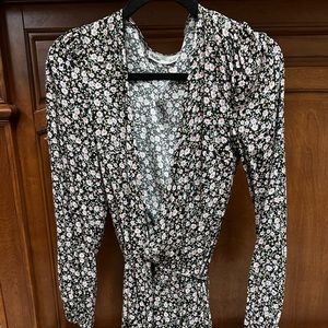 Floral long sleeve wrap dress